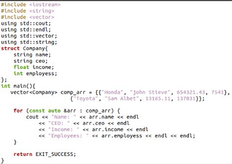 Array of Structs C++