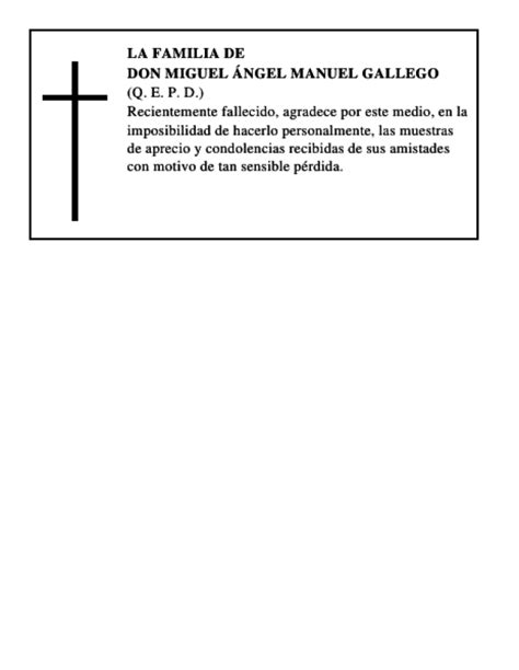 Don Miguel Ángel Manuel Gallego Esquela Necrológica El Norte de