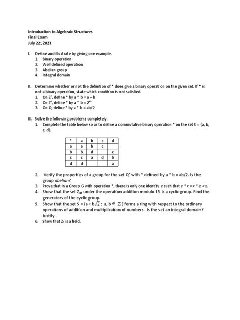 Introduction To Algebraic Structures | PDF