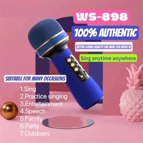 100 Original Smilee WS898 Double Speaker Wireless Bluetooth Microphone