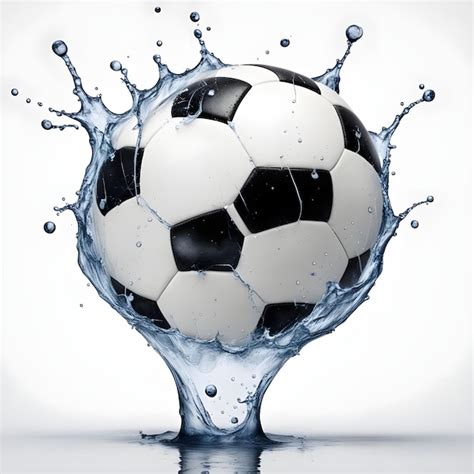 Premium Photo A Soccer Ball With Water Splashing In The Air