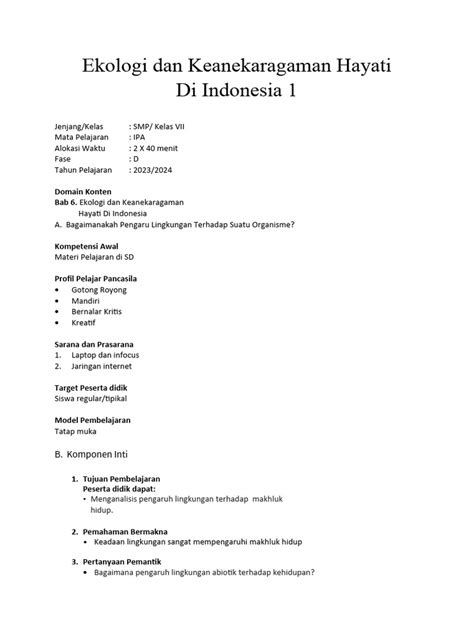 Ekologi Dan Keanekaragaman Hayati Di Indonesia 1 Pdf