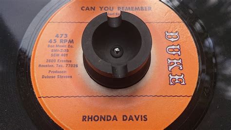 Rhonda Davis Can You Remember Youtube