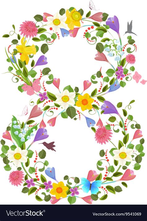 Ornate font consisting of the spring flowers Vector Image