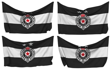 Fudbalski Klub Partizan Pinned Flag From Corners Isolated With