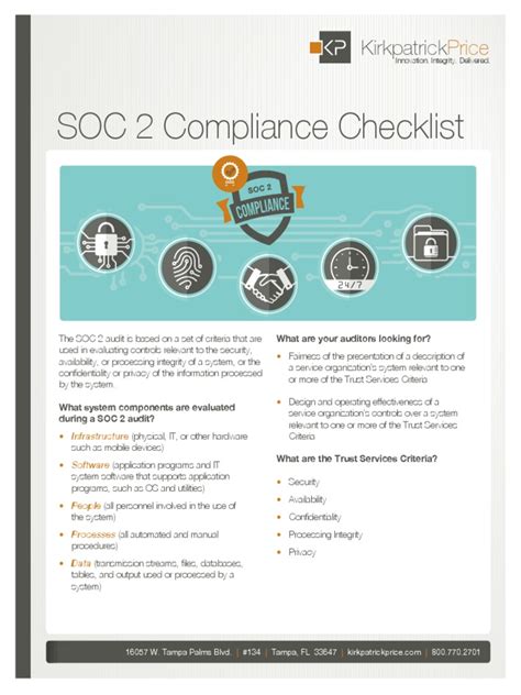 Soc 2 Compliance Checklist Pdf System Business