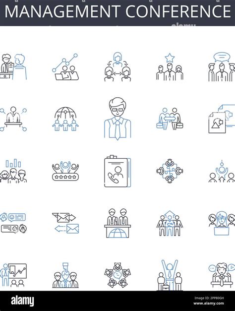 Management Conference Line Icons Collection Data Knowledge