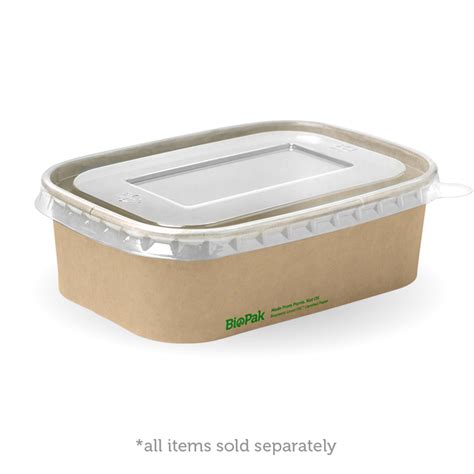 Biopak Rect Paper Lunchbox Rpet Lid Enviromart Enviromart