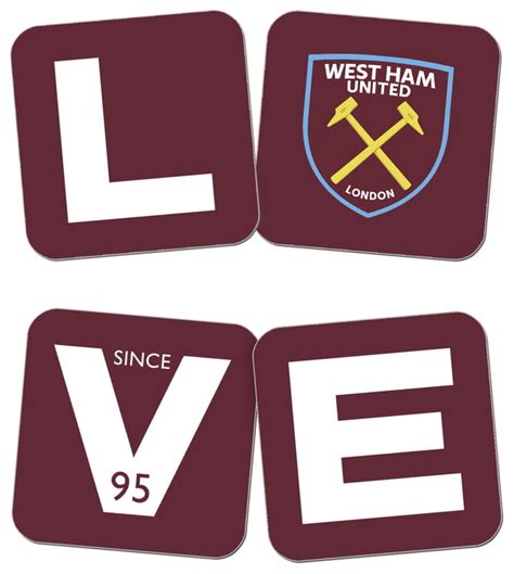 Personalised West Ham United Love Coasters X From Go Find A Gift