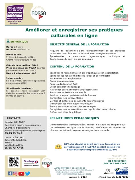 Fillable Online Les Formations Chambres D Agriculture Centre Val