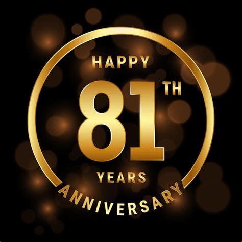 Premium Vector 81th Anniversary Template Design With Golden Ring And