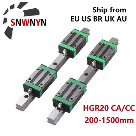 2pcs HGR20 Square Linear Guide Rail 300 400 500 800 1000 1500mm 4pcs