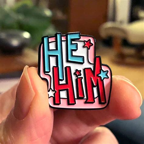 Pronouns He / Him Pronouns Enamel Pin Badge - Etsy