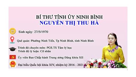 Infographic Chân dung Bí thư Tỉnh ủy Ninh Bình Nguyễn Thị Thu Hà