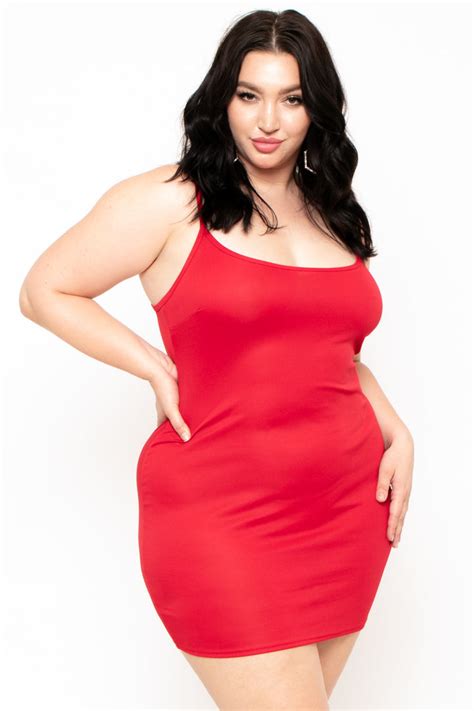 Curvy Sense Plus Size Slip Dress Red New Series On Sale Free Shipping Curvy Sense Sale