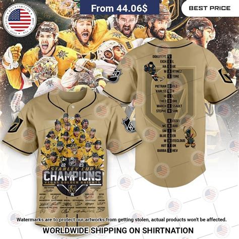 Vegas Golden Knights Stanley Cup Champions 2023 Gold Baseball Jersey