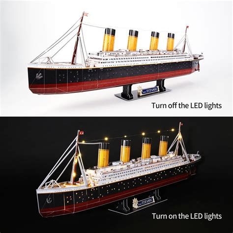 3D Puzzles For Adults LED Titanic Ship Model 266pcs Cruise Jigsaw Toys