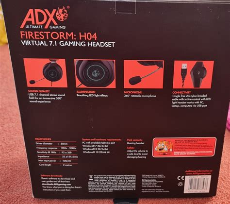 Adx Firestorm H04 Virtual 71 Gaming Headset Usb For Pc And Mac For