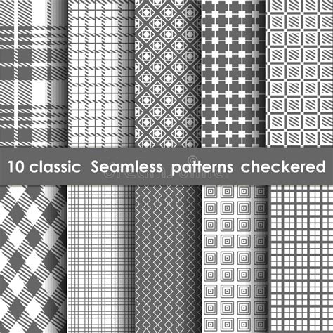 Set Of Classic Seamless Checkered Patterns Stock Vector