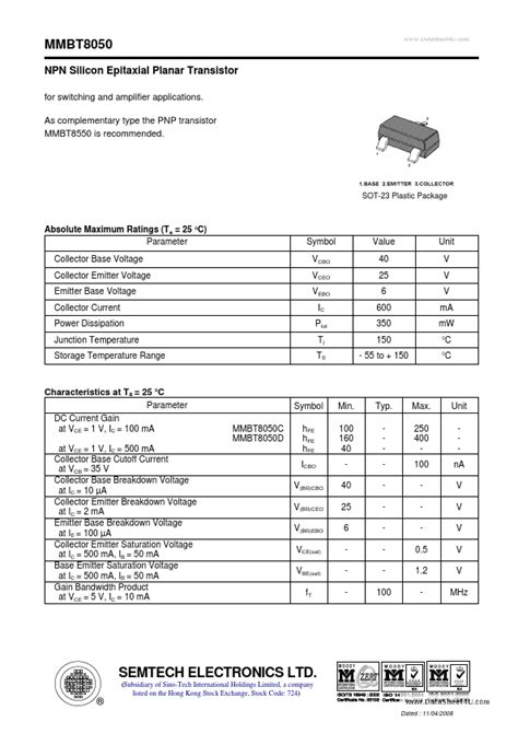 Npn Silicon Epitaxial Planar Transistor Features Pdf Off