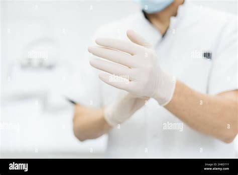 Closeup Doctor Hands In Gloves Rubber Glove Manufacturing Human Hand