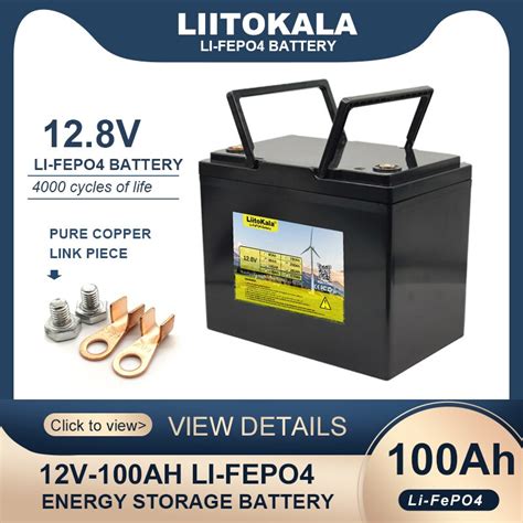 LiitoKala batería LCD LiFePO4 de 12 8 V 100AH 12V baterías de litio