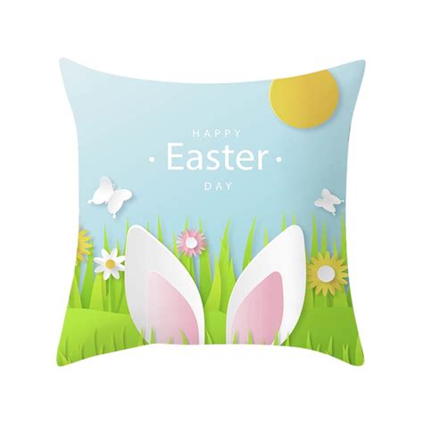 Pypeseewy Clearance Standard Pillow Cases Easter Rabbit Print Pillow