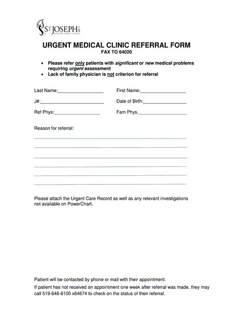 Fillable Online Urgent Medical Clinic Referral Form Fax Email Print