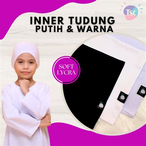 Inner Tudung Sekolah Putih Warna Plain Lycra Anak Tudung Budak