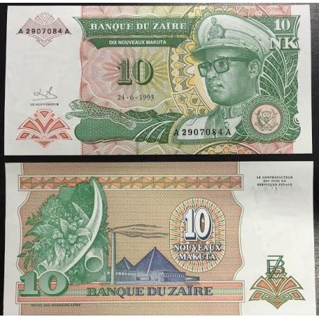 Zaire Makutas Dictador Mobutu Pick Billete Sc Unc Banknote