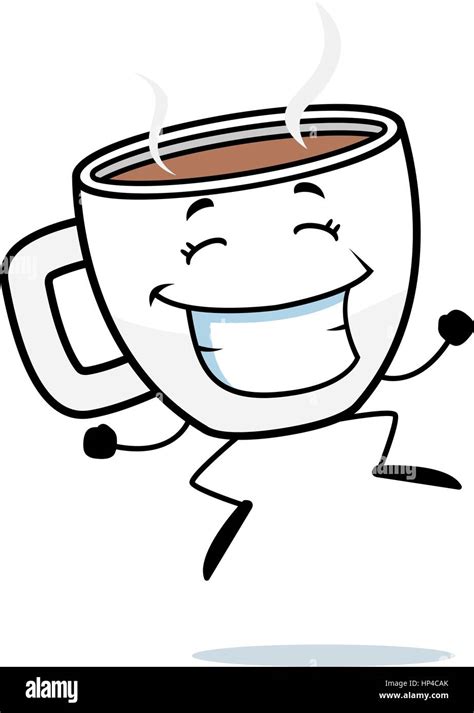 A happy cartoon cup of coffee jumping and smiling Stock Vector Image ...