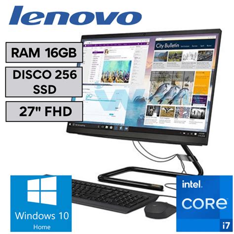 Lenovo Aio 27 Fhd 1920x1080 Core I7 Ram 16gb 256 Ssd Windows 10