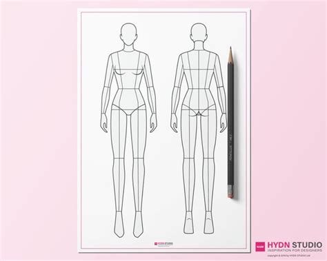 Female Fashion Design Body Figure Template A4 Body Sketch Template For Fashion Sketching Etsy