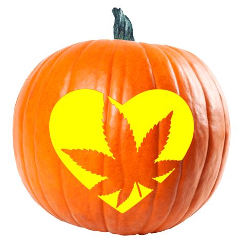 Marijuana Leaf Love Pumpkin Carving Stencil - Pumpkin HQ