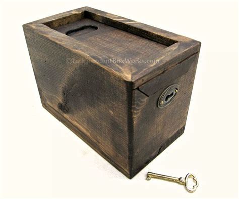 Rustic Wooden Slide Top Box & Lock - Lockable Small Storage Box - Keyed ...