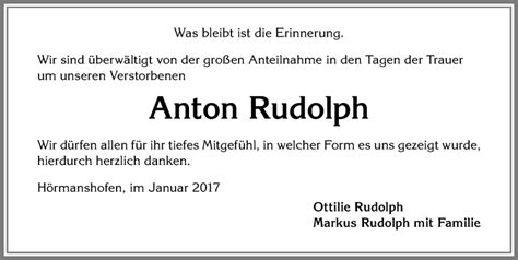 Traueranzeigen Von Anton Rudolph Allg Uer Zeitung