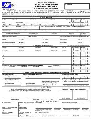 2015-2023 Form PH SSS E-1 Fill Online, Printable, Fillable, Blank ...