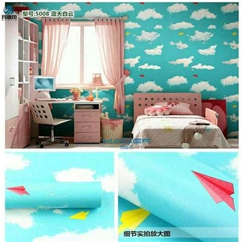 Jual Wallpaper Sticker Dinding Motif Awan Cerah 10meter Di Lapak AURORA