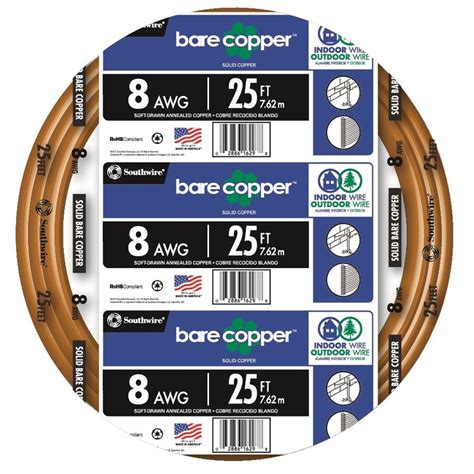 Southwire 25 Ft 8 Gauge Solid Soft Drawn Copper Bare Wire By The Roll