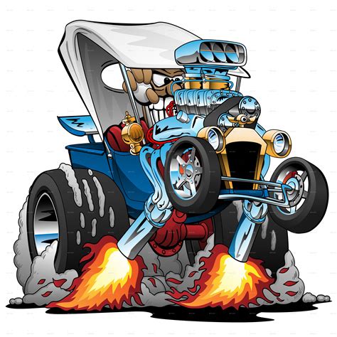 Custom T-Bucket Roadster Hotrod Cartoon (With images) | Cartoon car ...