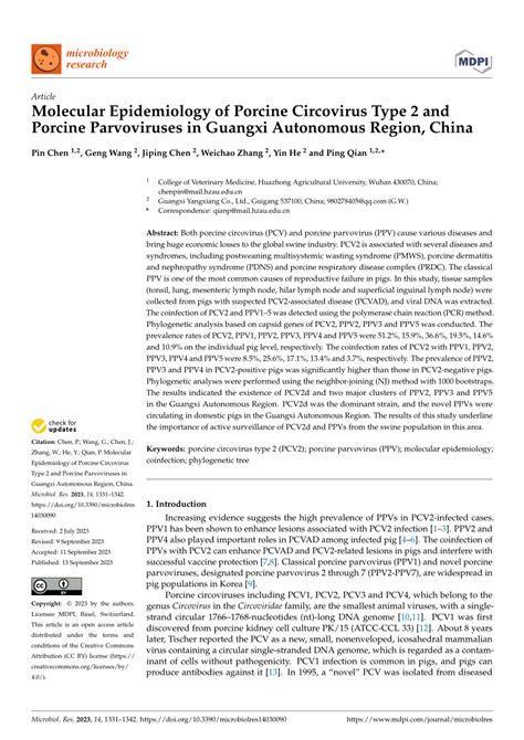 Pdf Molecular Epidemiology Of Porcine Circovirus Type 2 And Porcine