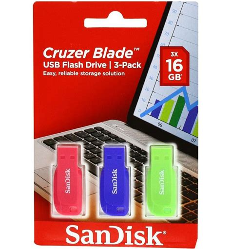 Sandisk Cruzer Blade Usb Flash Drive 3 Pack 16gb Usb Memorija Sdcz50c 016g B46t