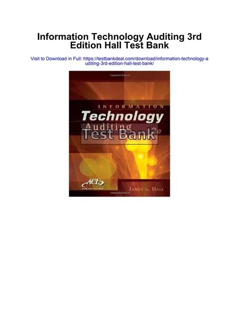 Information Technology Auditing 3rd Edition Hall Test Bank By Sally