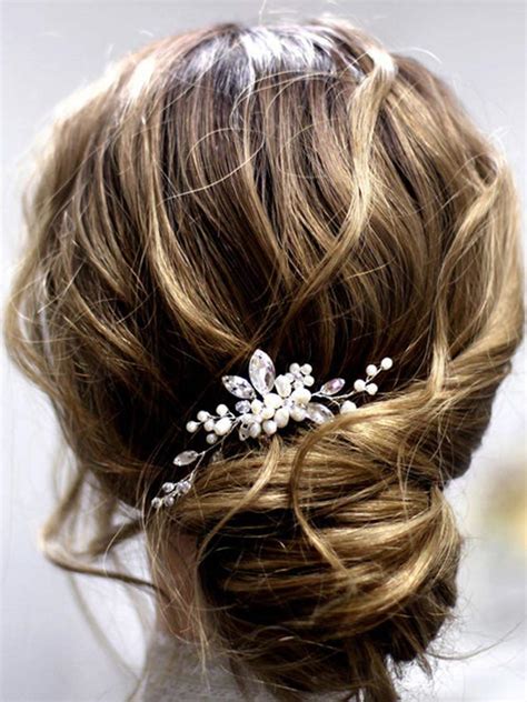 Edary Braut Hochzeit Haarnadeln Silber Blume Haarspangen Perle Braut