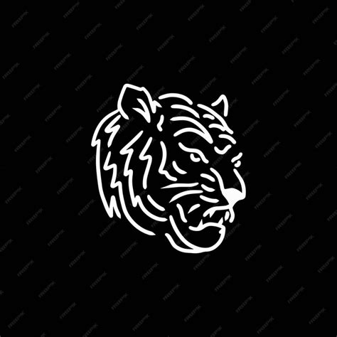 Premium Vector | Tiger Head outline vector logo illustration