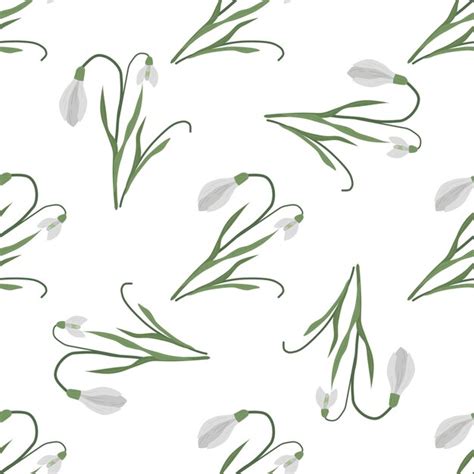 Premium Vector Seamless Pattern With Spring Flowers And Snowdrops