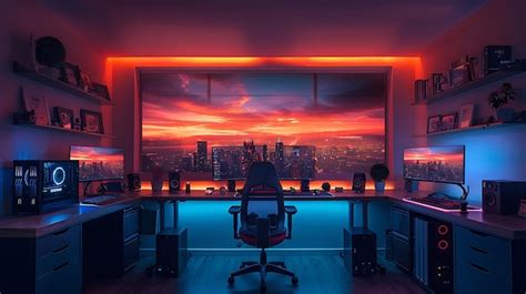 Premium Photo | Gaming Room with RGB Color Lights