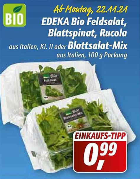 Edeka Bio Feldsalat Blattspinat Rucola Oder Blattsalat Mix Angebot