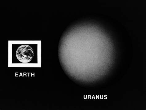 Uranus and Earth shown at the same scale. The diameter of Uranus is 51,118 kilometers; the ...