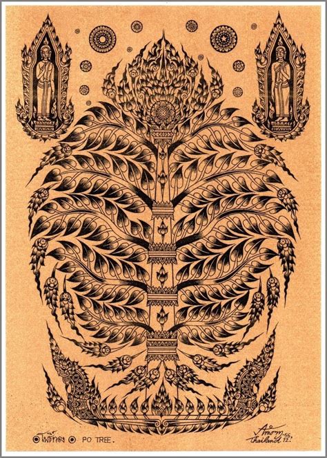 Thai Traditional Art Of Bodhi Tree By Printing On Sepia Paper Etsy